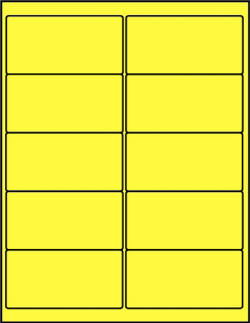 Canary yellow dayglo fluorescent 4 x 2 labels