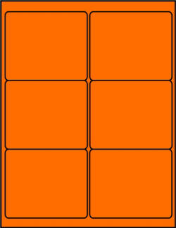 Orange fluorescent dayglo 4 x 3.33 labels OR4033