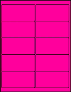 Pink dayglo fluorescent 4 x 2 labels P4020